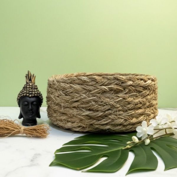 Handwoven vetiver basket made from natural vetiver roots