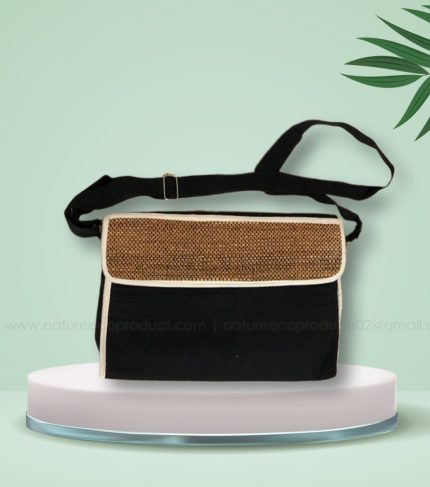 Vetiver Conference Kit Bag made from natural handwoven vetiver with adjustable strap for eco-friendly professional use