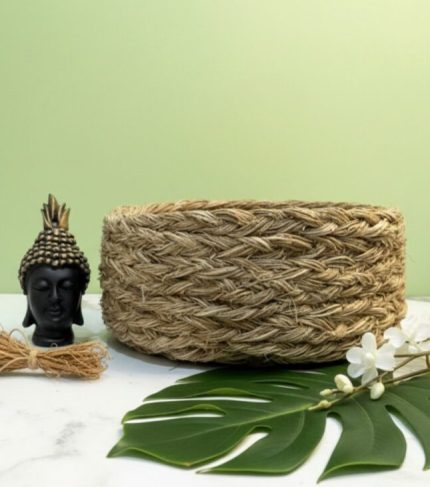 Handwoven vetiver basket made from natural vetiver roots